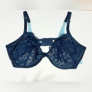 Victoria's Secret Unlined Demi Underwire Bra Size 38DDD/F85 Navy Blue Lace
